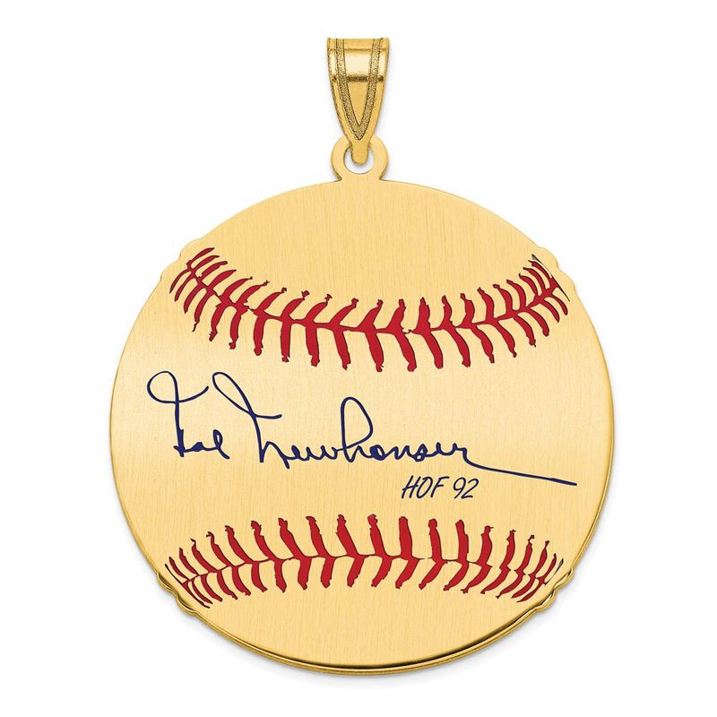 14k Gold Plated Hal Newhouser Signature Lg Enamel Baseball Pendant